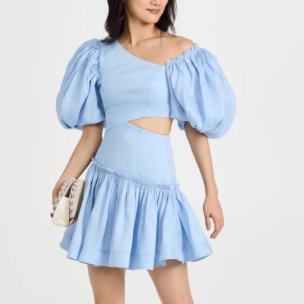 Aje Chateau Puff-Sleeve Mini Dress New With Tags